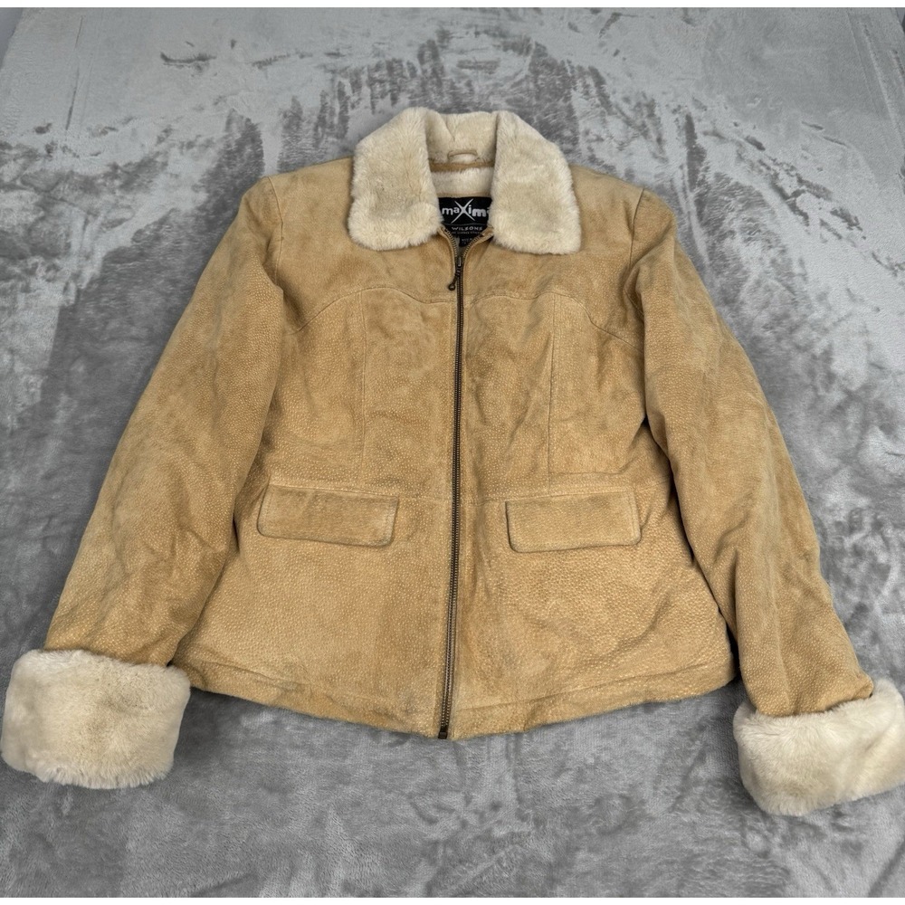 Vintage Wilson Jacket Womens Large Suede Leather Faux Fur Shearling Lane 90s Y2K